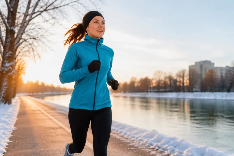 Een frisse ochtendrun langs de rivier helpt wintermoeheid te verminderen.
