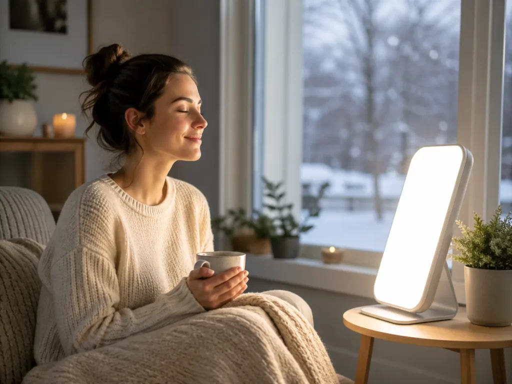 Een rustige winterochtend met lichttherapie voor meer energie en een beter humeur.