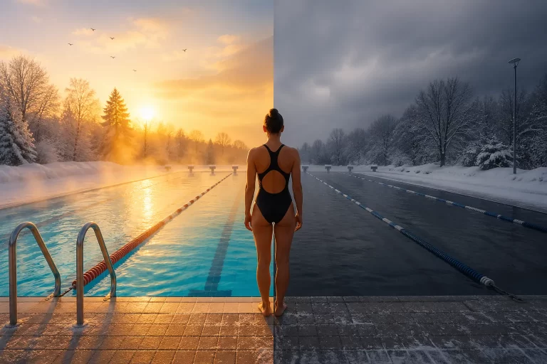 Een krachtig contrast tussen licht en donker, energie en zwaarte, dat het verschil tussen een winterdip en winterdepressie verbeeldt.